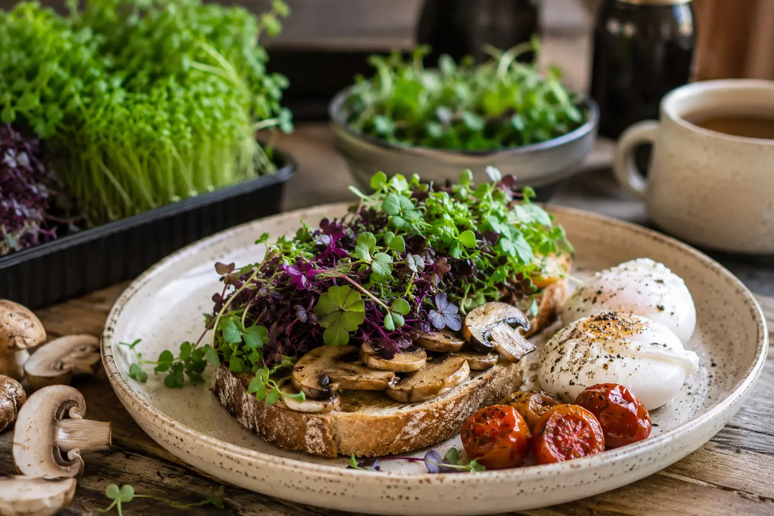 Plating with Microgreens and mushroom